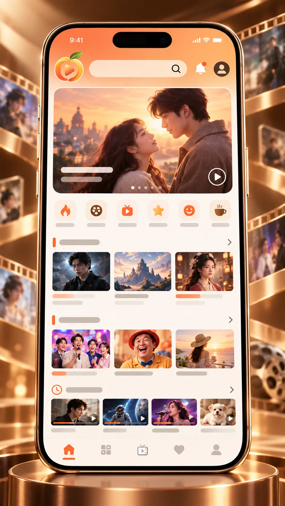 黄桃视频 APP首页推荐界面